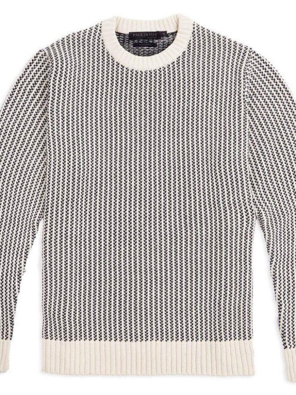 Paul James Beige Fisherman Tuck Stitch Crewneck Sweater/16021